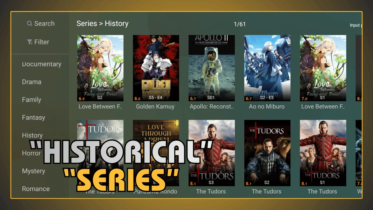 Séries históricas no YouCine APK