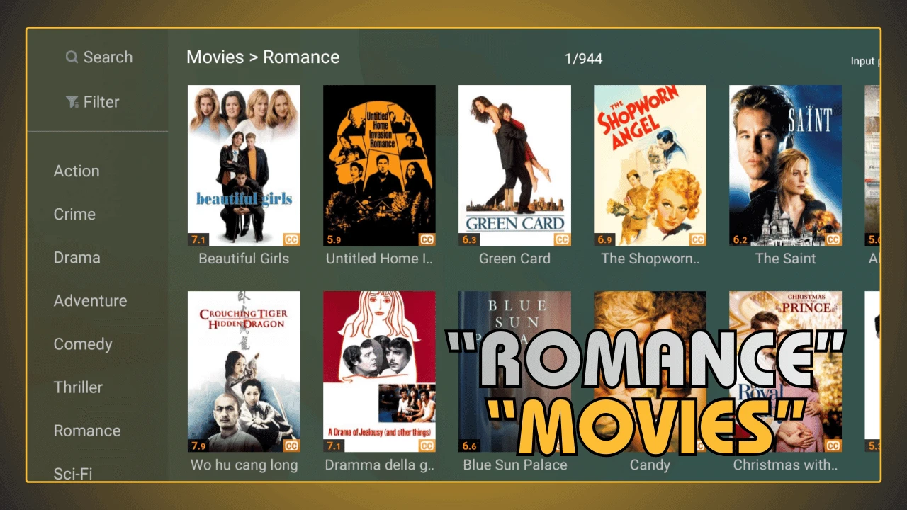 Filmes de romance no YouCine APK