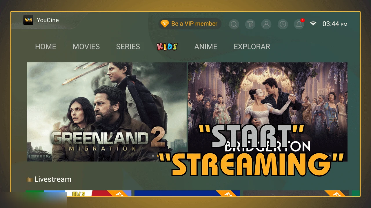 Catálogo de filmes e séries do app YouCine em Full HD e 4K